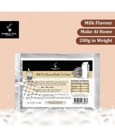 Milk Tea Bubble Tea Powder by Bubble Tea House Company (200 g) - Make Bubble Tea at Home - Ideal for Frappes Coffee Boba Tea Milkshakes - Gluten Free Halal Certified - Buy Online on GoSupps.com