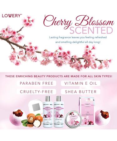 Cherry Blossom Spa Gift Basket Set for Women - Luxury Bath and Body Set with Lotions, Bath Bombs, Mirror, Travel Bag - Perfect Christmas Gift - Buy Online on GoSupps.com