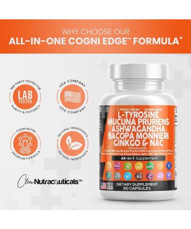 Focus Supplement with L-Tyrosine, Mucuna Pruriens, Bacopa Monnieri, Ashwagandha, N-Acetyl Cysteine, 5-HTP, Ginkgo Biloba & More - 1000mg/6000mg/500mg/4000mg/600mg - USA Made - Buy Online on GoSupps.com