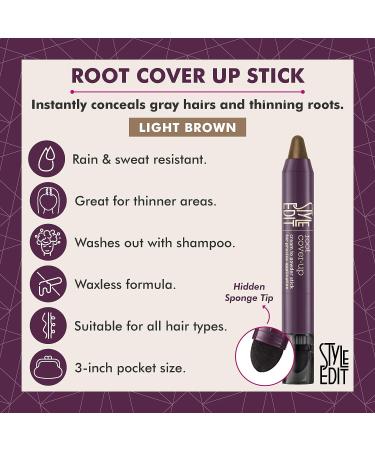 Style Edit Root Touch Up Stick for Light Brown Hair - Gray Coverage, Temporary Color - Hair Makeup Root Cover Up - Travel Size 0.11 oz Stick - Buy Online on GoSupps.com