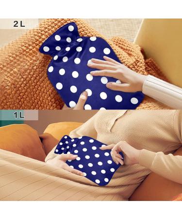 Dotted Hot Water Bottle with Cover - Pain Relief & Warmth for Cramps | 1L Heating Pillow - Buy Online on GoSupps.com