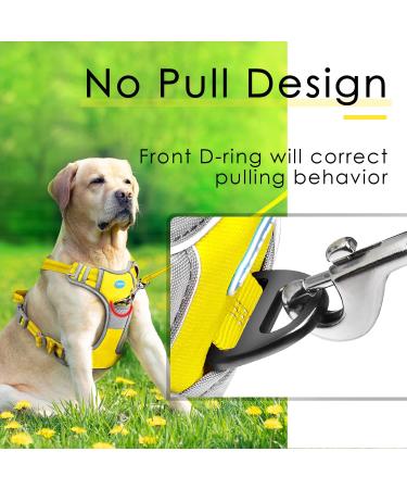 Thinkpet Anti Zug Dog Harness & Adjustable Dog Dishes - Reflective Breathable Easy Control - Yellow M (1 Pack) for Comfortable Walking - Buy Online on GoSupps.com