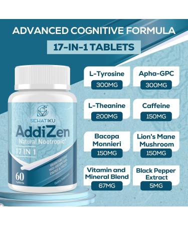 17-in-1 Brain Supplement for Memory and Focus | Natural Nootropics Brain Supplement for Brain Cognition, Energy | High Absorption | L-Theanine, Phytonutrient Blend and Vitamins B6, B12 | 60 Tablets 60 Count (Pack of 1) - Buy Online on GoSupps.com