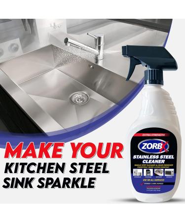 ZORBX Stainless Steel Cleaner Spray - Eliminate Odors & Stains | Ideal for Home & Restaurant Use (24 Fl Oz - Buy Online on GoSupps.com