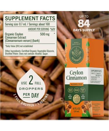 HERBAMAMA Cinnamon Drops - Vegan Antioxidant & Overall Support with Ceylon Cinnamon Extract Liquid Tincture - Non-GMO Alcohol & Sugar-Free Supplement 84-Day Supply 4 Fl Oz (Pack of 1) - Buy Online on GoSupps.com