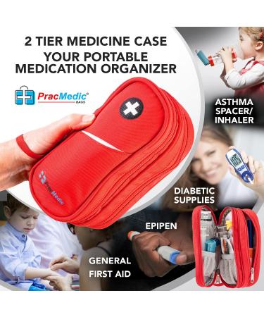 PracMedic Bags 2 Tier Insulin Cooler Travel Case - Red Carry Case for Epipen, Diabetic Supplies, Inhaler, Auvi-Q - First Aid Bag for Diabetes Medication - Buy Online on GoSupps.com