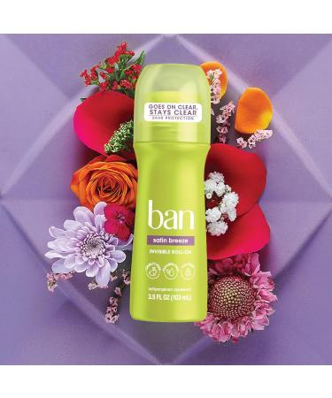 Buy Ban Satin Breeze 24-Hour Invisible Antiperspirant Roll-On Deodorant for Women & Men - 3.5 Fl Oz (Pack of 2) - Effective Underarm Wetness & Odor Protection - International Shipping Available - Buy Online on GoSupps.com
