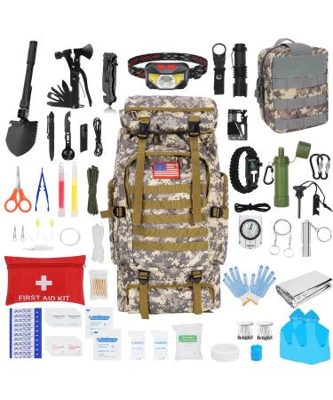 Survival Gear Professional Kit and Large Camping Backpack,First Aid Kit for Adventure Outdoor Hiking Accessories