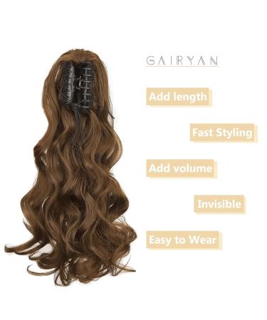 Buy Gairyan 45cm Ash Brown Claw Clip Ponytail Extensions - Curly & Wavy Synthetic Hair for Women - Buy Online on GoSupps.com