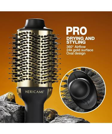 Pro 24K Gold Hair Dryer Brush & Volumizer for Women - 2 in 1 Hot Air Brush and Straightener - Buy Online on GoSupps.com