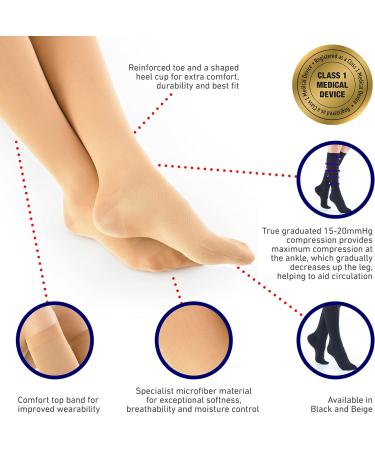 Neo G Travel Socks - Class 1 Medical Device for Varicose Veins & Tired Legs - Large Beige 38-43 cm - Buy Online on GoSupps.com
