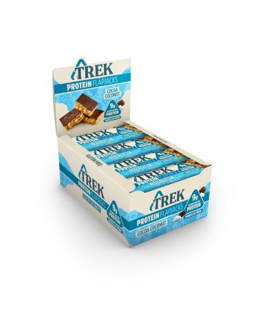 TREK High Protein Flapjack Cocoa Coconut - Gluten Free - Plant Based - Vegan Snack - 50g x 16 bars