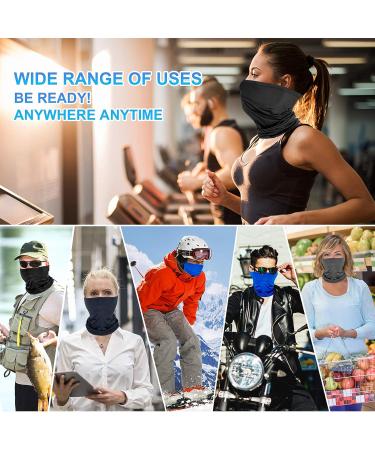 4 Pack Neck Gaiter Face Mask Balaclava Bandana Headband Set for Men Women - Blue/Black/Gray/Dark Blue - Buy Online on GoSupps.com