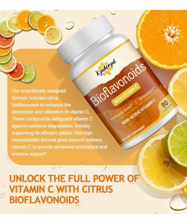 Vitamin C with Bioflavonoids Supplement for Immunity* & Antioxidant & Skin - Blend of VIT C 1000mg and Citrus Bioflavonoids 1100mg, Non-Acidic Acerola Cherry Vitamin C, Vegan, 90 Capsules 90 Count (Pack of 1) - Buy Online on GoSupps.com