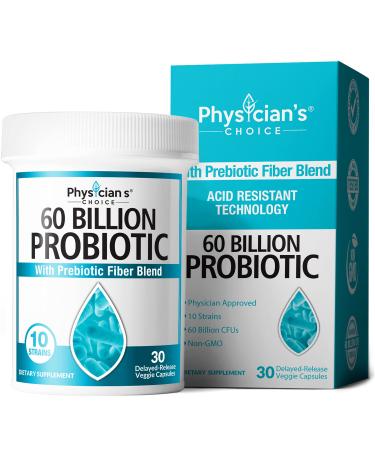 Physician's Choice Probiotics 60 Billion with Prebiotic Fiber Blend - 30 Capsules