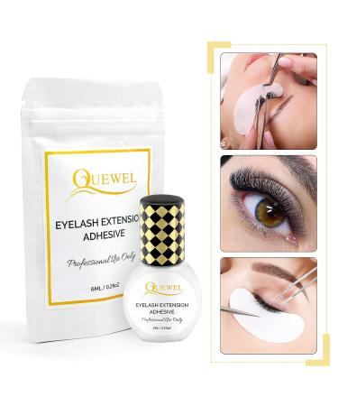 QUEWEL Strong Black Eyelash Extension Glue | 6ml, 1-2 Sec Drying Time, 7-8 Weeks Retention | Low Fume & Non-Irritating - Buy Online on GoSupps.com