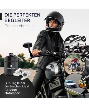 Senner Motopro Hearing Protection - Comfortable Earplugs for Motorcycle & Motorsport | Noise Reduction Wind Noise Blocking Reusable Design - Buy Online on GoSupps.com