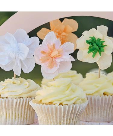 Ginger Ray Floral Crepe Paper Cupcake Toppers - Assorted Flowers 12 Pack - Perfect for Parties & Celebrations | Buy Internationally - Buy Online on GoSupps.com