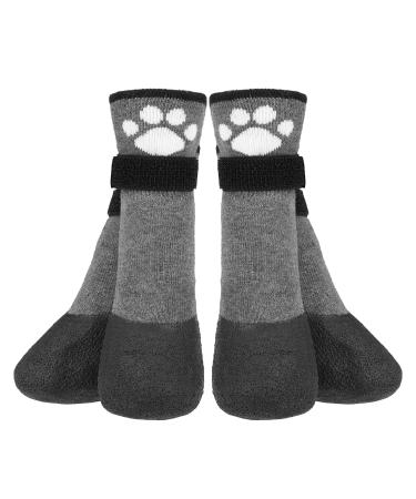 BEAUTYZOO Anti Slip Dog Socks Boots ,Waterproof Grip Bottom Dogs Booties Paw Protector for Hardwood Floor, Prevent Licking Adjustable Straps Socks for Small Medium Large Dogs Puppy Senior Old Grey Large