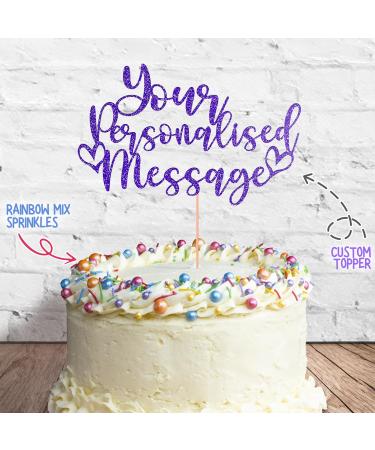 Fully Custom Premium Double Sided Glitter Card Cake Topper Sign & 25g Party Pack of Cake Sugar Sprinkles for your Celebration | Birthday Anniversary Leaving Cake Decoration (Bright Blue) Non-Prime Glitter Card: Bright Blue - Buy Online on GoSupps.com