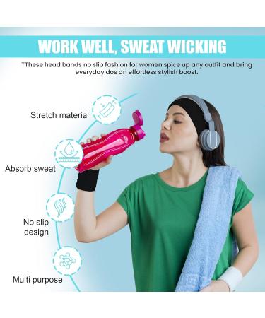 Gekvo 7cm Black Unisex Headband for Women - Stretchy Headband for Workout, Yoga & Running - Sweat-Wicking & Breathable Hair Band - Buy Online on GoSupps.com