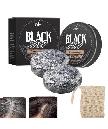 Solid Shampoo,Bar Soap For Gray Hair Natural Grey Hair Removal Soap,Reverse Grey Hair Bar Shampoo,Solid Shampoo Bar,Hair Darkening Shampoo Bar With Soap Net (2pc)
