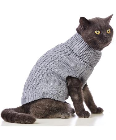 Jnancun Cat Turtleneck Sweater | Sleeveless Knitted Winter Clothes for Cats & Small Dogs - Medium Grey - Buy Online on GoSupps.com