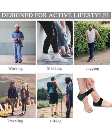 8-Piece Plantar Fasciitis Relief Pads Gel Cushions & Silicone Heel Socks - Black & White - Ideal for Heel Pain Cracked Heels & Achilles Tendon Inflammation - Buy Online on GoSupps.com