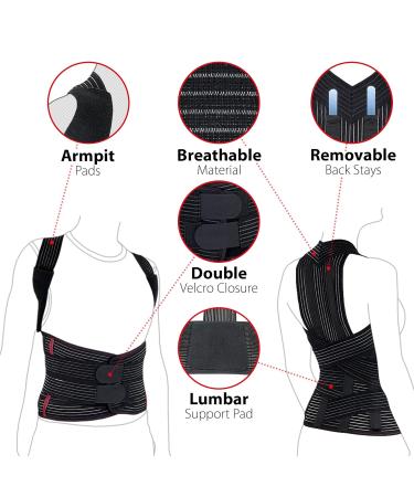 ORTONYX TLSO Full Back Support Brace - Removable Dorso-Lumbar Pad Lightweight & Breathable - Pain Relief for Thoracic Kyphosis & Herniated Disc - XX-Large Black - Buy Online on GoSupps.com