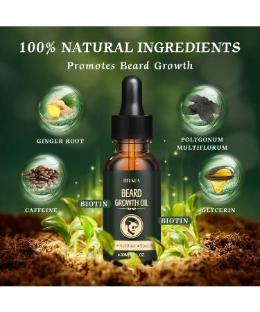 Beard Growth Oil with Biotin & Caffeine -Naturally Beard Growth Serum Promote Hair Regrowth Full Thick Masculine Facial Hair Treatment for Men 30ml - Buy Online on GoSupps.com