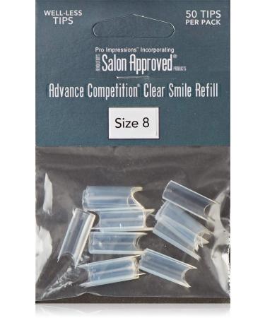 Pro Impressions Advance Competition Clear Smile 50 Nail Tips Size 8