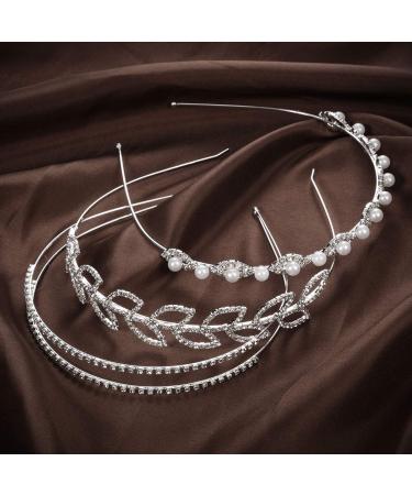 6-Piece Crystal Flower & Leaves Crown Headband Set for Bride & Bridesmaids - Wedding Party Headdress (Style 1) Silver - Buy Online on GoSupps.com