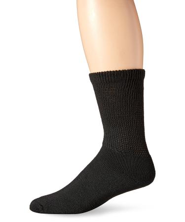 Dr. Scholl's Men's 1 Pack Non-Binding Diabetes and Circulatory Crew Socks Shoe Size: 10.5-12 (Men's) / 8-12 (Women's) Black