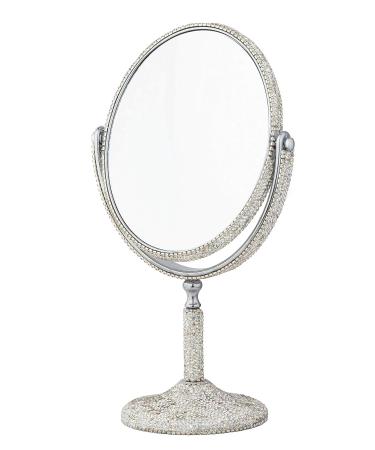 TISHAA Luxury White Crystal Diamond Makeup Mirror with Stand - Elegant and Sophisticated - Buy Online on GoSupps.com