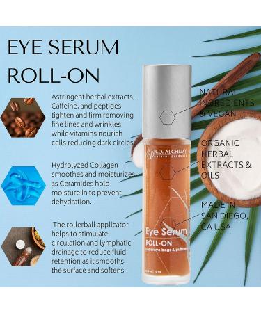 RD Alchemy Organic Eye Serum Roll-On for Dark Circles, Bags & Wrinkles - Caffeine, Peptide & Retinol Formula for Firming Eye Area - Buy Online on GoSupps.com