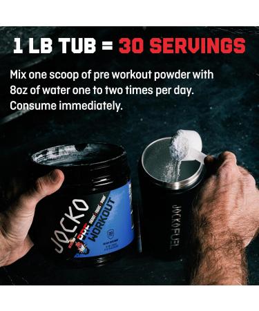 Jocko Fuel Pre Workout for Men & Women - High Stim Low Sugar Blend with Beta Alanine + L-Citrulline Support Muscle Pump Energy & Recovery 200mg of Caffeine Nitro Pop 30 Servings 1.31lbs (594 G) - Buy Online on GoSupps.com
