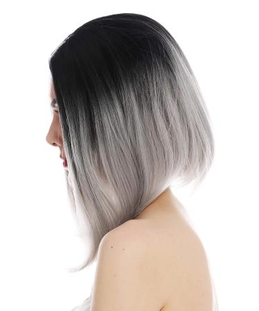 WIG ME UP TYS-896-1BTT-T0906 Women's Long Bob Ombre Wig - Black Grey Clavi-Cut Shoulder Length Hairstyle - Buy Online on GoSupps.com
