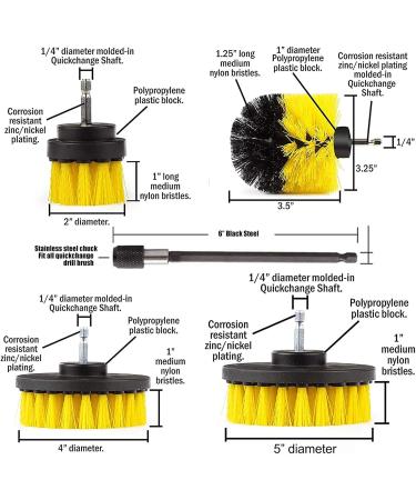 Drill Brush Attachment Set IONDA Power Scrubber Drill Brush Kit with Long Reach Attachment Scrubbing Pads Cleaning Kit for Tile Sealants Bathtub Sinks Floor Wheel Carpet 5 Pieces - Buy Online on GoSupps.com