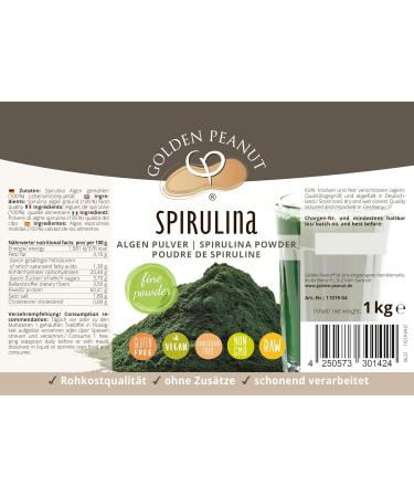 Golden Peanut Spirulina Algae Powder 1 kg 100% Pure & Premium Quality Raw Vegan Superfood - Buy Online on GoSupps.com