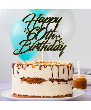 Sotpot Black Gold Glitter 60th Birthday Cake Topper Double Layers 60th Cake Topper for Woman Man 60th Birthday Party Cake Decoration Supplies - Buy Online on GoSupps.com