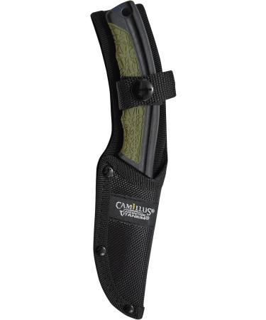 Camillus 19286 BT-8.5 Hunting Knife - 8.9 cm Aus-8 Steel Blade with Ballistic Nylon Sheath - Black/Green GfN/TPE Handle - Ideal for Outdoor Adventures - Buy Online on GoSupps.com