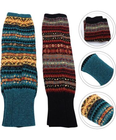 Holibanna Women's Long Boot Cuff Covers - Knitted Ankle Warmers & Boho Accessories - 2 Pairs of Warm Socks - Buy Online on GoSupps.com
