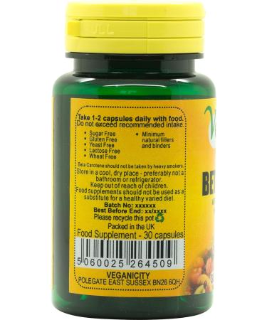 Veganicity Beta Carotene 15mg Vitamin A Supplement - 30 Capsules - Buy Online on GoSupps.com