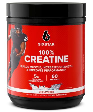 Six Star 100% Creatine Monohydrate Powder - Unflavored Micronized Creatine Monohydrate Supplement for Workout Performance Muscle Building & Strength - Creatine Powder for Women & Men - 60 Servings Nutritional Supplement