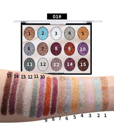 15 Colors Shimmer Eyeshadow Palette | Shimmer Glitter Makeup Palette Set | Long Lasting High Pigmented Eye Shadow Powder Pallet for Girls Women A:01 - Buy Online on GoSupps.com