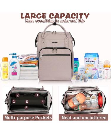 KROSER Diaper Bag Backpack with USB Charging Port | Large Capacity Travel Backpack for Mom in Grey Pink - Buy Online on GoSupps.com