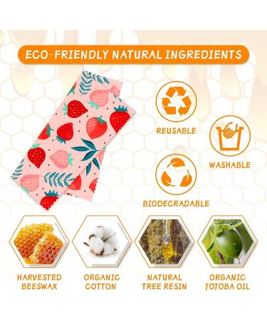 9-Pack Reusable Beeswax Wraps - Organic Eco-Friendly Food Storage Set | Sustainable, Biodegradable, Plastic-Free | 1L Strawberry, 3M Orange, 5S Lemon Patterns - Buy Online on GoSupps.com