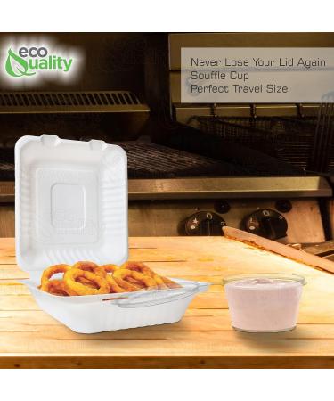 EcoQuality 3 oz Plastic Condiment Containers with Attached Lids (50 Pack) - Leak Proof Portion Cups for Sauces, Samples, Jello Shots, Food Storage & More! - Buy Online on GoSupps.com