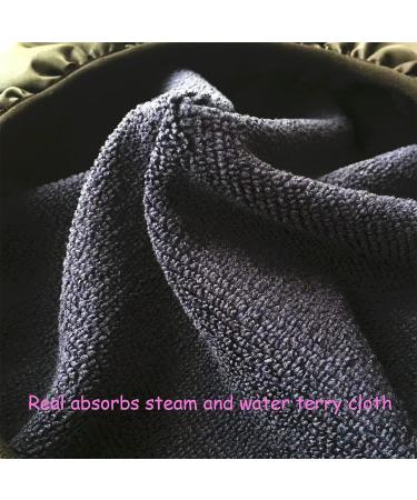 Black G.traveller Large Triple Layer Terry Cloth Shower Cap | 100% Waterproof Microfiber Bonnet for Women | Reusable & Silky Satin Lining - Buy Online on GoSupps.com