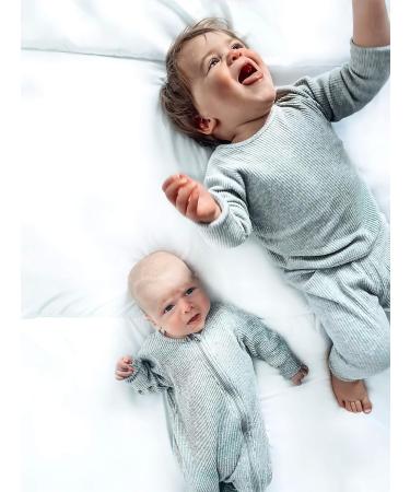 DreamBuy Ribbed Cotton Zip Up Baby Sleepsuits - Unisex Newborn Clothes 0-3 Months, Dove Grey - Buy Online on GoSupps.com